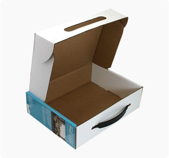corrugated printed carton box with the plastic handle, printed folding carton