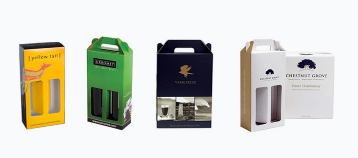 2 pack wine bottle carrier carton box, corrugated printed boxes