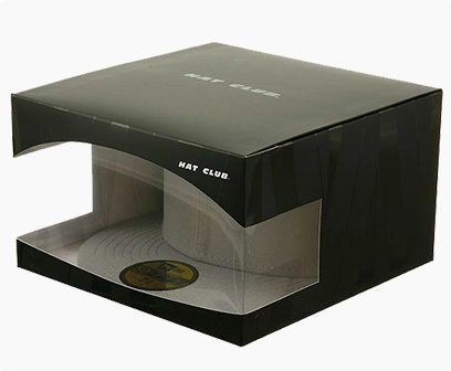 paper cap display with the clear window, custom printed paper box