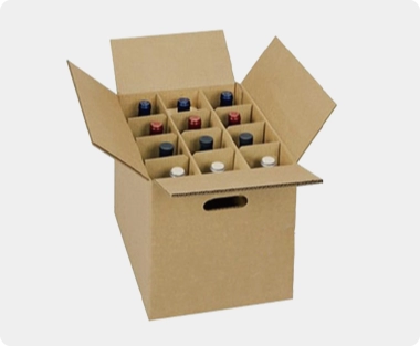 wine shipping carton box with dividers, corrugated printed box