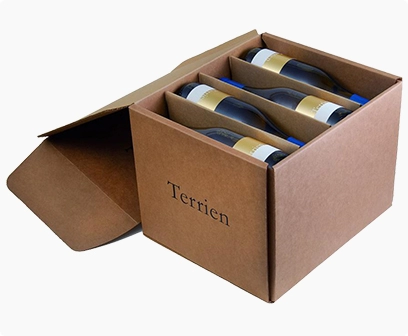 corrugated wine shipping carton, box, holder, corrugated printed box
